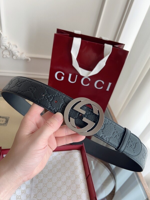 위핑,구찌 GUCCI 클래식 엠보 캐주얼 남성 벨트 4.0cm