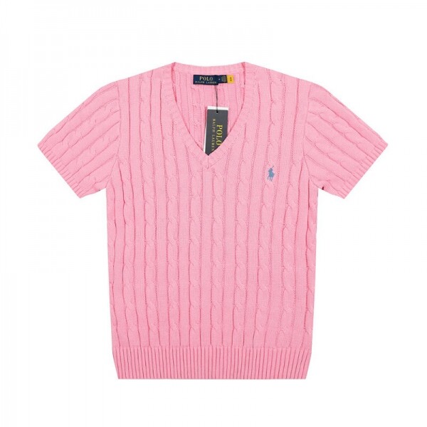 위핑,폴로 랄프로렌 POLO RALPH LAUREN 브이넥 퓨어 조랑말 자수 로고 꽈배기 니트 반팔
