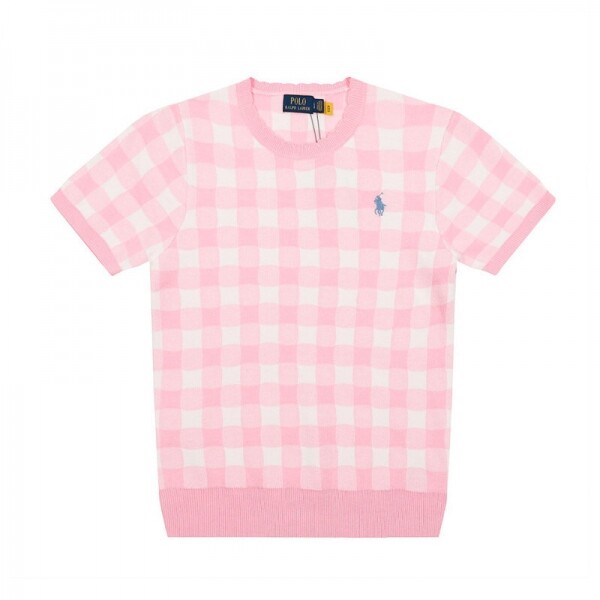 위핑,폴로 랄프로렌 POLO RALPH LAUREN 체크 자카드 베이직 조랑말 자수 로고 니트 라운드 반팔