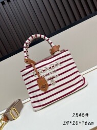 프라다 PRADA 모던 자수 스트라이프 토트백