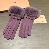 미우미우 MIU MIU 모던한 분위기의 래빗 부 여성 양모장갑