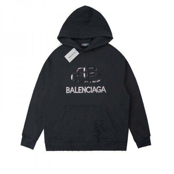 위핑,발렌시아가 BALENCIAGA 트렌디한 빈티지 디자인 캐주얼 커플 후드티셔츠