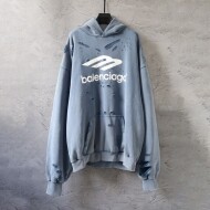 발렌시아가 BALENCIAGA 로고 트렌드 디스트로이드 빈티지 디자인 후드티셔츠 남녀공용