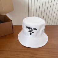 프라다 PRADA 레터링 자수 자외선 차단 커플 버킷햇