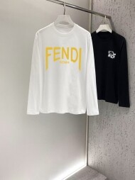 펜디 FENDI 모던 클래식 심플 캐주얼 긴팔 티셔츠 남녀공용
