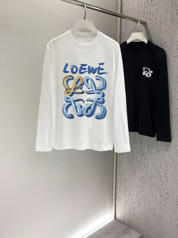 위핑,로에베 LOEWE 모던 클래식 심플 캐주얼 긴팔 티셔츠 남녀공용