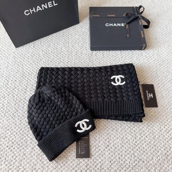 위핑,샤넬 CHANEL 컴포트 비니+니트워머 세트
