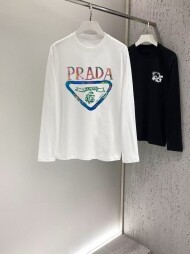 프라다 PRADA 모던 클래식 디자인 캐주얼 긴팔 티셔츠 남녀공용