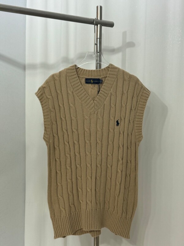 위핑,폴로 랄프로렌 POLO RALPH LAUREN 스몰 레플리카 브이넥 꽈배기 울 베스트