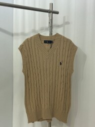 폴로 랄프로렌 POLO RALPH LAUREN 스몰 레플리카 브이넥 꽈배기 울 베스트