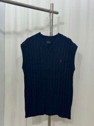 폴로 랄프로렌 POLO RALPH LAUREN 스몰 레플리카 브이넥 꽈배기 울 베스트