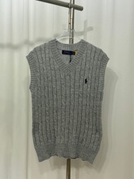 폴로 랄프로렌 POLO RALPH LAUREN 스몰 레플리카 브이넥 꽈배기 울 베스트