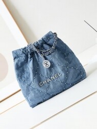샤넬 CHANEL 22 미니백 워시드 데님 실버 메탈 블루 AS3980B16649NY101