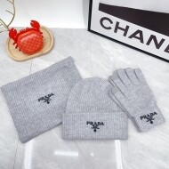 프라다 PRADA 더블C로고비니+니트스카프세트