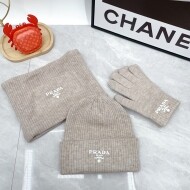 프라다 PRADA 더블C로고비니+니트스카프세트