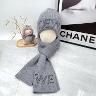 로에베 LOEWE 레터링 로고 비니+니트 스카프심플 세트