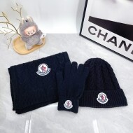몽클레르 MONCLER 클래식 로고 비니+니트머플러+장갑 세트