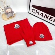 몽클레르 MONCLER 클래식 로고 비니+니트머플러+장갑 세트
