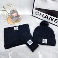 몽클레르 MONCLER 클래식 로고 비니+니트머플러+장갑 세트