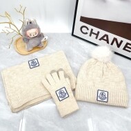 몽클레르 MONCLER 클래식 로고 비니+니트머플러+장갑 세트