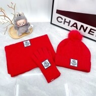 몽클레르 MONCLER 클래식 로고 비니+니트머플러+장갑 세트