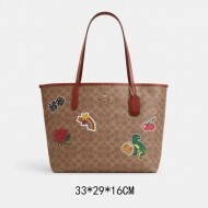 코치 시티 토트백 시그니처 캔버스 스티커 프린트 CZ611