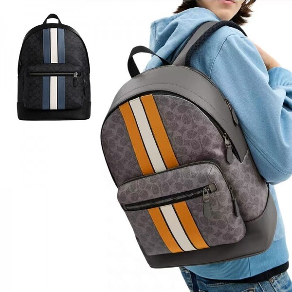 위핑,코치 COACH CV922 남자 가방 시그니쳐 West 바시티 스트라이프 백팩