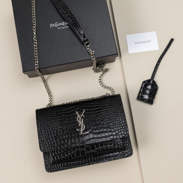 위핑,생로랑 크로커다일 선셋 미디움백