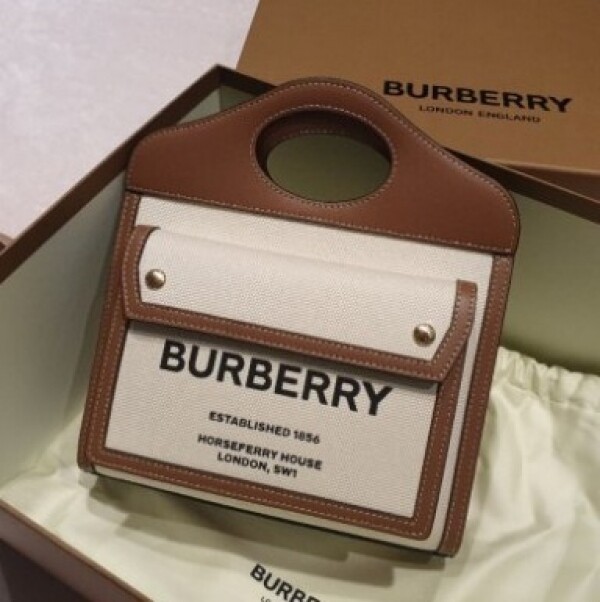 위핑,버버리 투톤 캔버스 레더 포켓백 미니