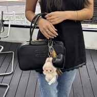 미우미우 보 가죽 탑 핸들백 블랙