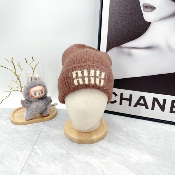 위핑,미우미우 MIU MIU 로고 자가드 패션 캐주얼 니트 비니