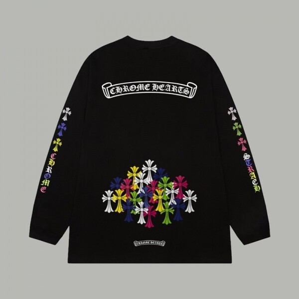 위핑,크롬하츠 Chrome Hearts 십자가 로고 순면 패션 커플 긴팔 티