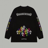 크롬하츠 Chrome Hearts 십자가 로고 순면 패션 커플 긴팔 티