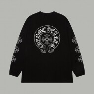 크롬하츠 Chrome Hearts 십자가 로고 순면 패션 커플 긴팔 티