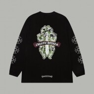 크롬하츠 Chrome Hearts 앞뒤 로고 순면 패션 커플 긴팔 티