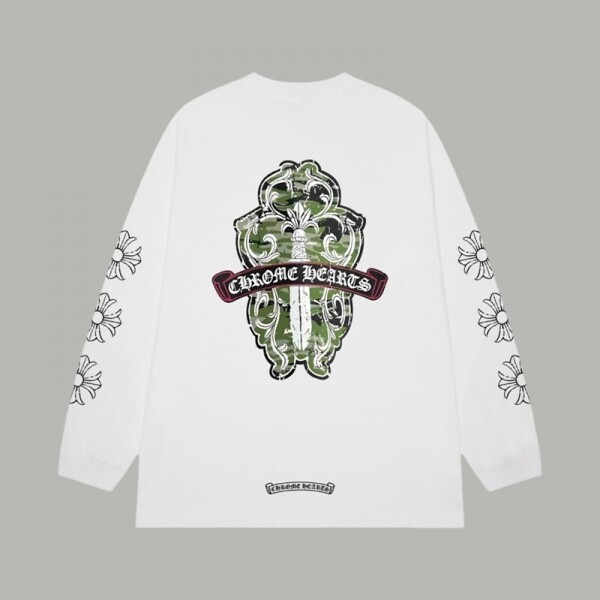 위핑,크롬하츠 Chrome Hearts 앞뒤 로고 순면 패션 커플 긴팔 티