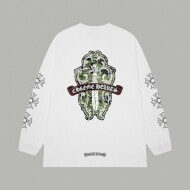 크롬하츠 Chrome Hearts 앞뒤 로고 순면 패션 커플 긴팔 티