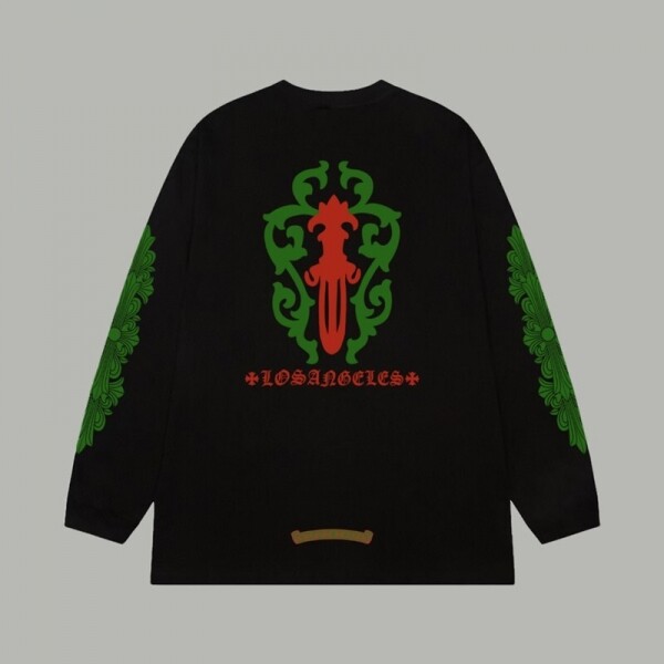 위핑,크롬하츠 Chrome Hearts 앞뒤 로고 순면 패션 커플 긴팔 티