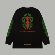 크롬하츠 Chrome Hearts 앞뒤 로고 순면 패션 커플 긴팔 티