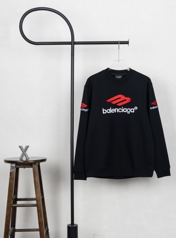 위핑,발렌시아가 BALENCIAGA 레터링 자수 캐주얼 트렌드 라운드 커플 긴팔 상의