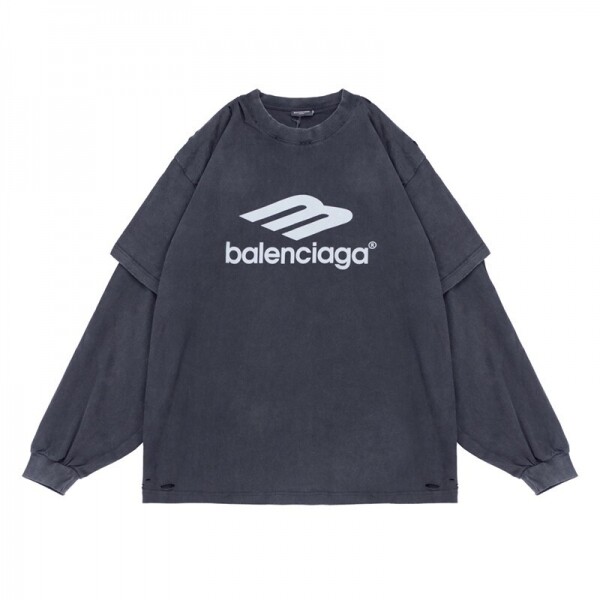 위핑,발렌시아가 BALENCIAGA 워싱 디스트로이드 라운드 커플 긴팔 상의