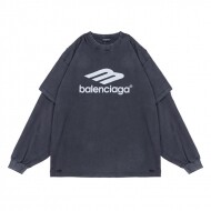 발렌시아가 BALENCIAGA 워싱 디스트로이드 라운드 커플 긴팔 상의