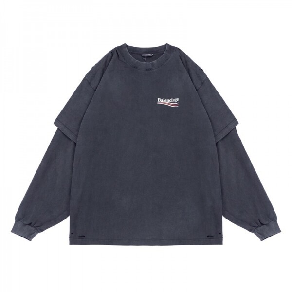 위핑,발렌시아가 BALENCIAGA 워싱 디스트로이드 라운드 커플 긴팔 상의