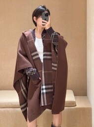 버버리 BURBERRY 클래식 빈티지 캐주얼 후드 체크 케이프