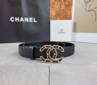 샤넬 Chanel CC 샤넬 로고 블랙 체인벨트 골드 AA9931