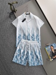 아미리 AMIRI 캐주얼 컴포트 소프트 반팔 셔츠+반바지 남성 세트