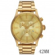 Nixon Sentry Chrono 모든 골드 42mm 쿼츠, 100M Men 스테인레스 스틸 A386-502 손목시계 시계 패션시계