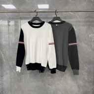 톰브라운 배색 라운드 니트