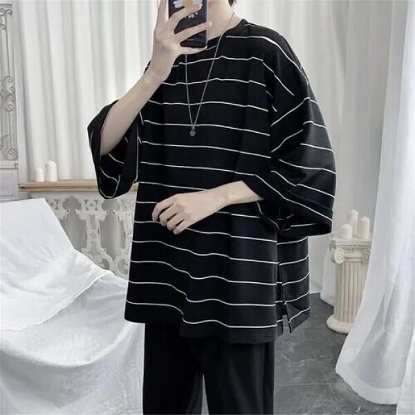 패션 심플 다용도 긴팔 티셔츠 남여 공용 블랙