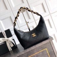 샤넬 25FW 25K 체인 호보백 미니 퀼팅 호보 숄더백  블랙 AS5837